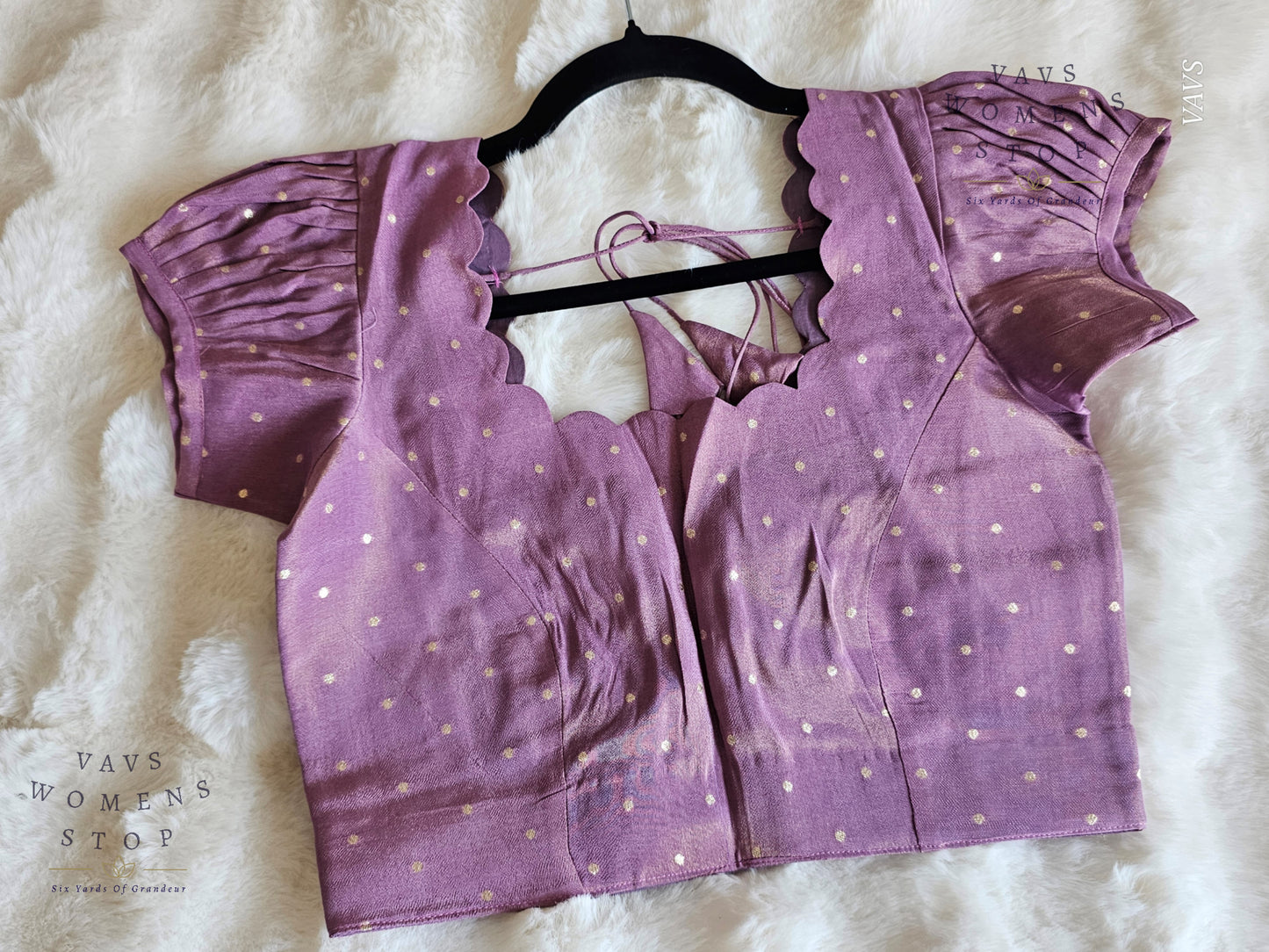 Lavender Shade Short Puff Sleeves Blouse