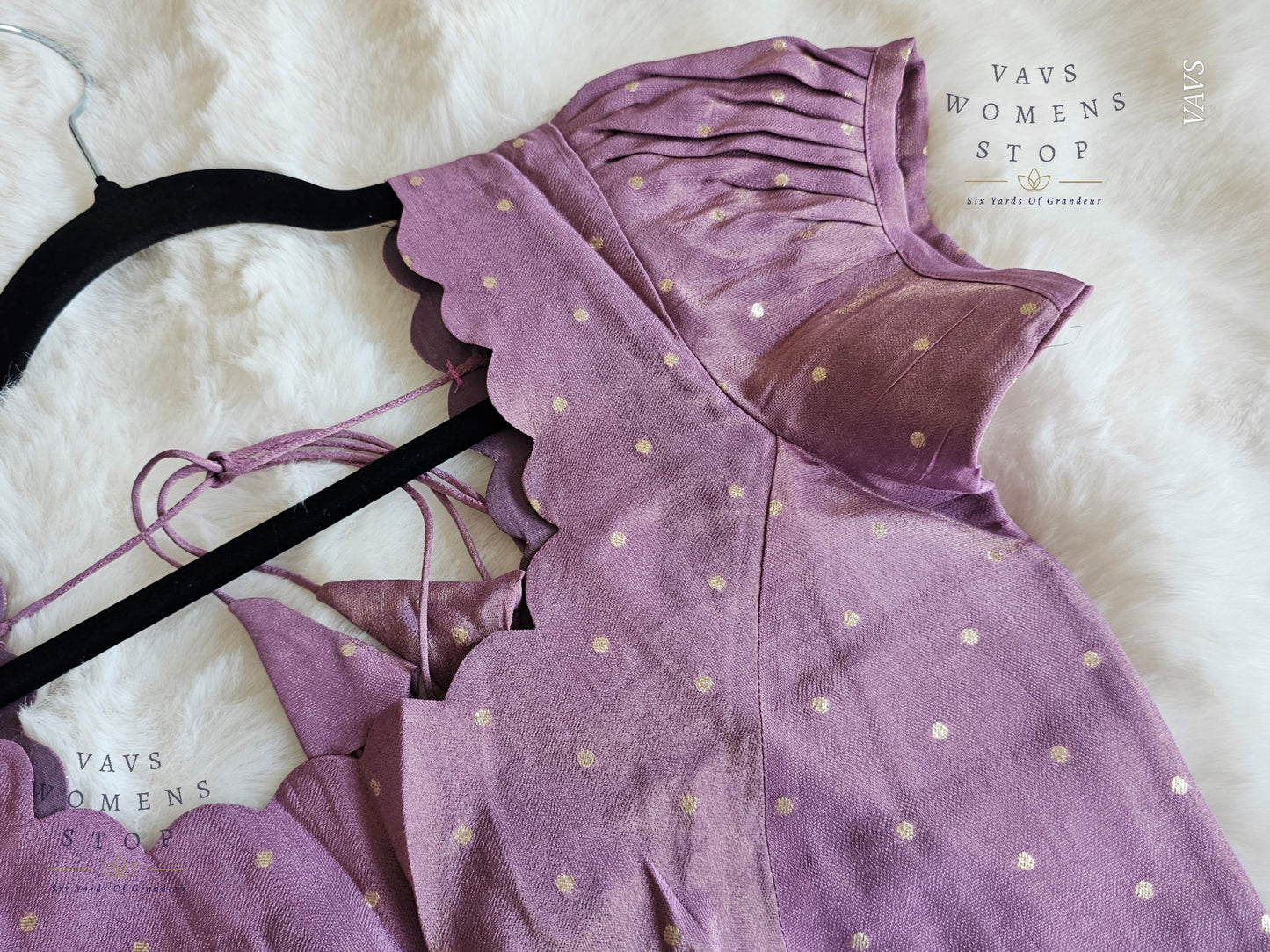 Lavender Shade Short Puff Sleeves Blouse