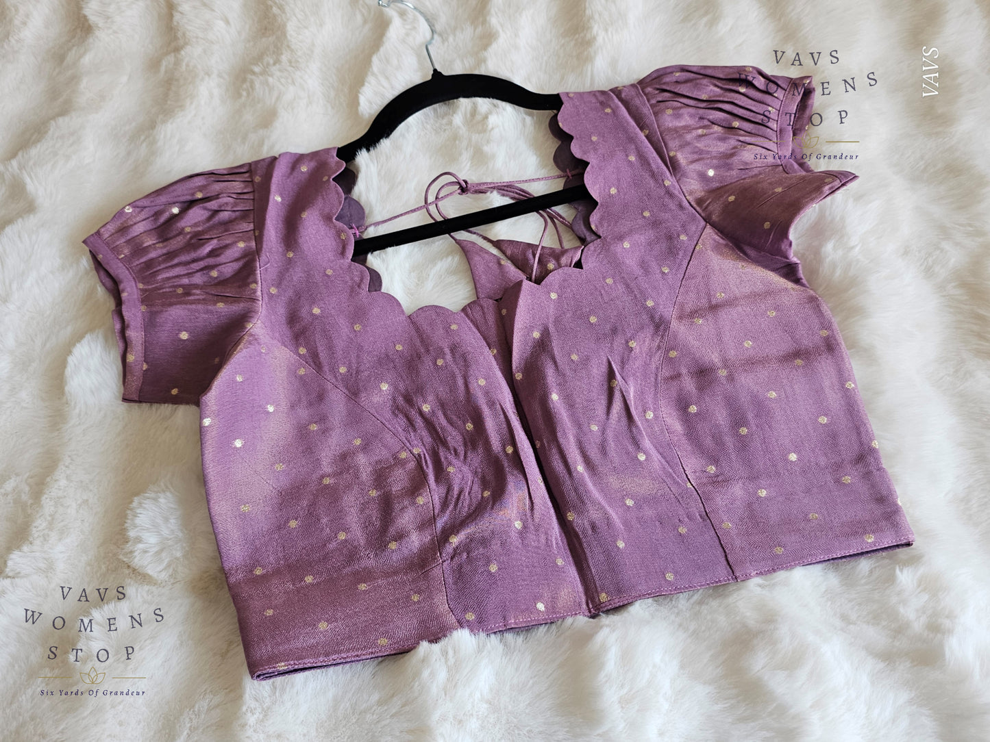 Lavender Shade Short Puff Sleeves Blouse