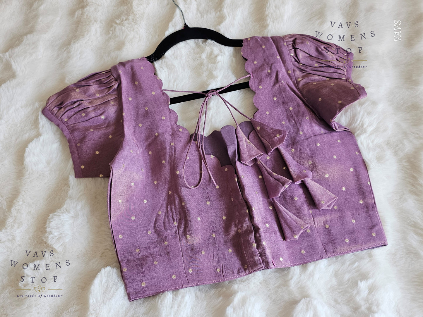 Lavender Shade Short Puff Sleeves Blouse