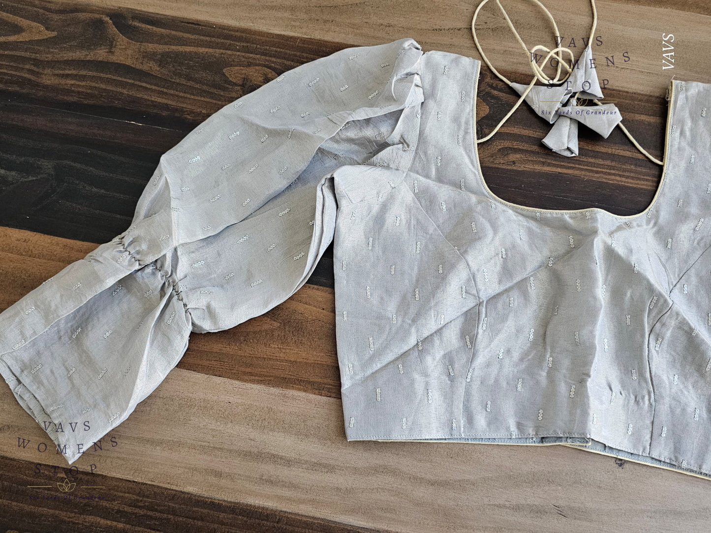 Grey Silver Designer Blouse | Size 36–42