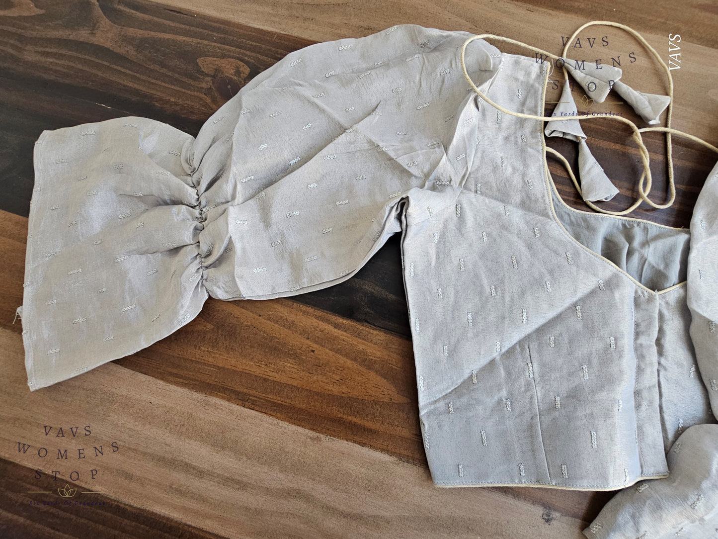 Grey Silver Designer Blouse | Size 36–42