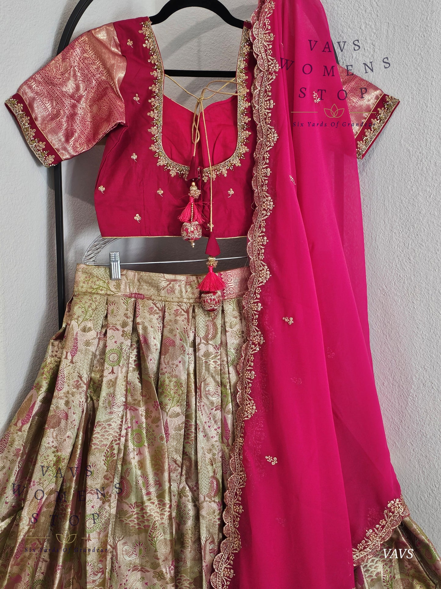 Semi Kanchi Half Saree Set – South Indian Bridal & Festive Wear | Women’s Lehenga