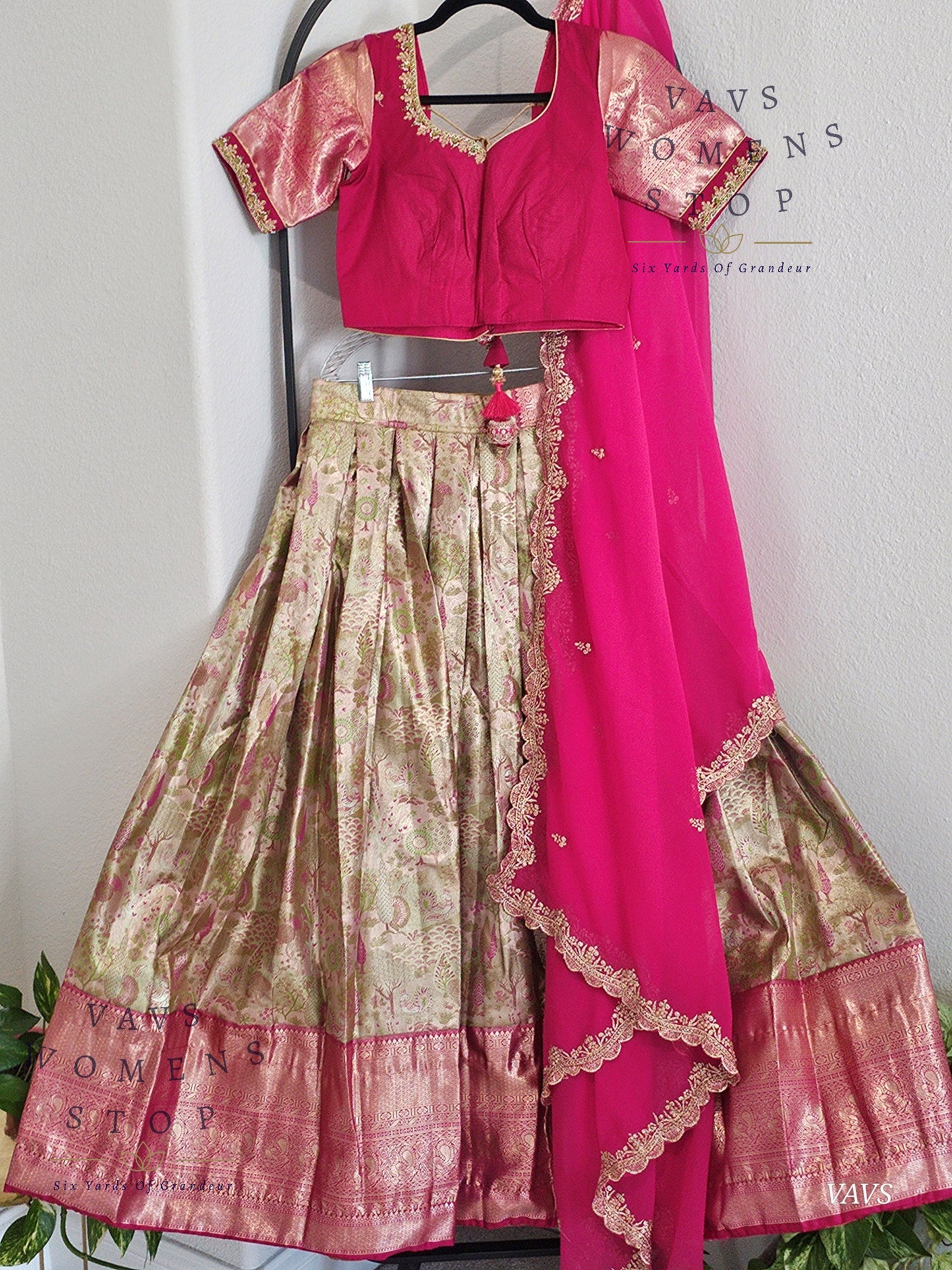 Semi Kanchi Half Saree Set – South Indian Bridal & Festive Wear | Women’s Lehenga
