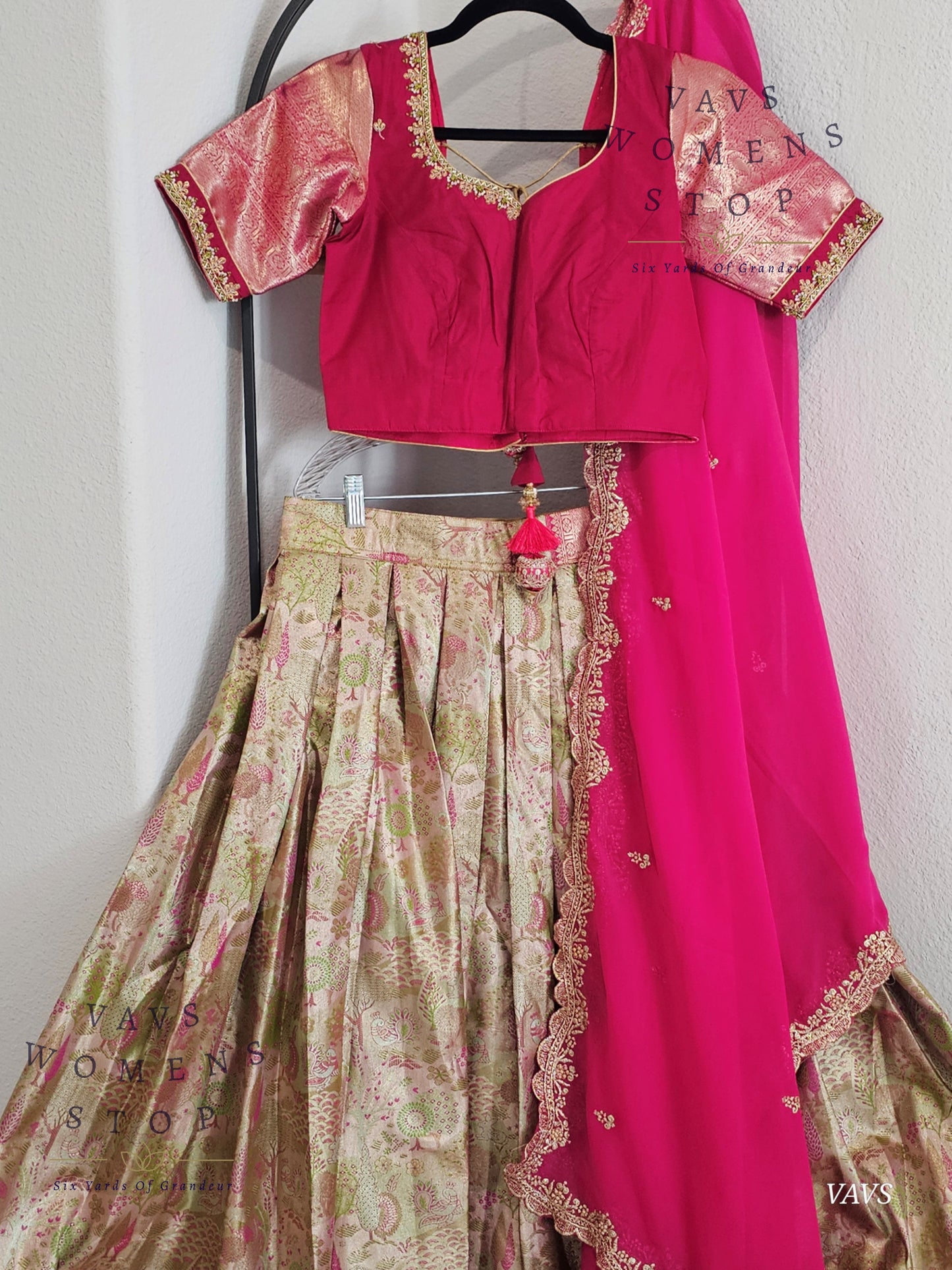 Semi Kanchi Half Saree Set – South Indian Bridal & Festive Wear | Women’s Lehenga