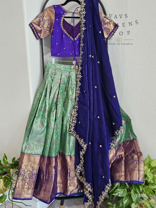 Semi Kanchi Half Saree Set – South Indian Bridal & Festive Wear | Women’s Lehenga |