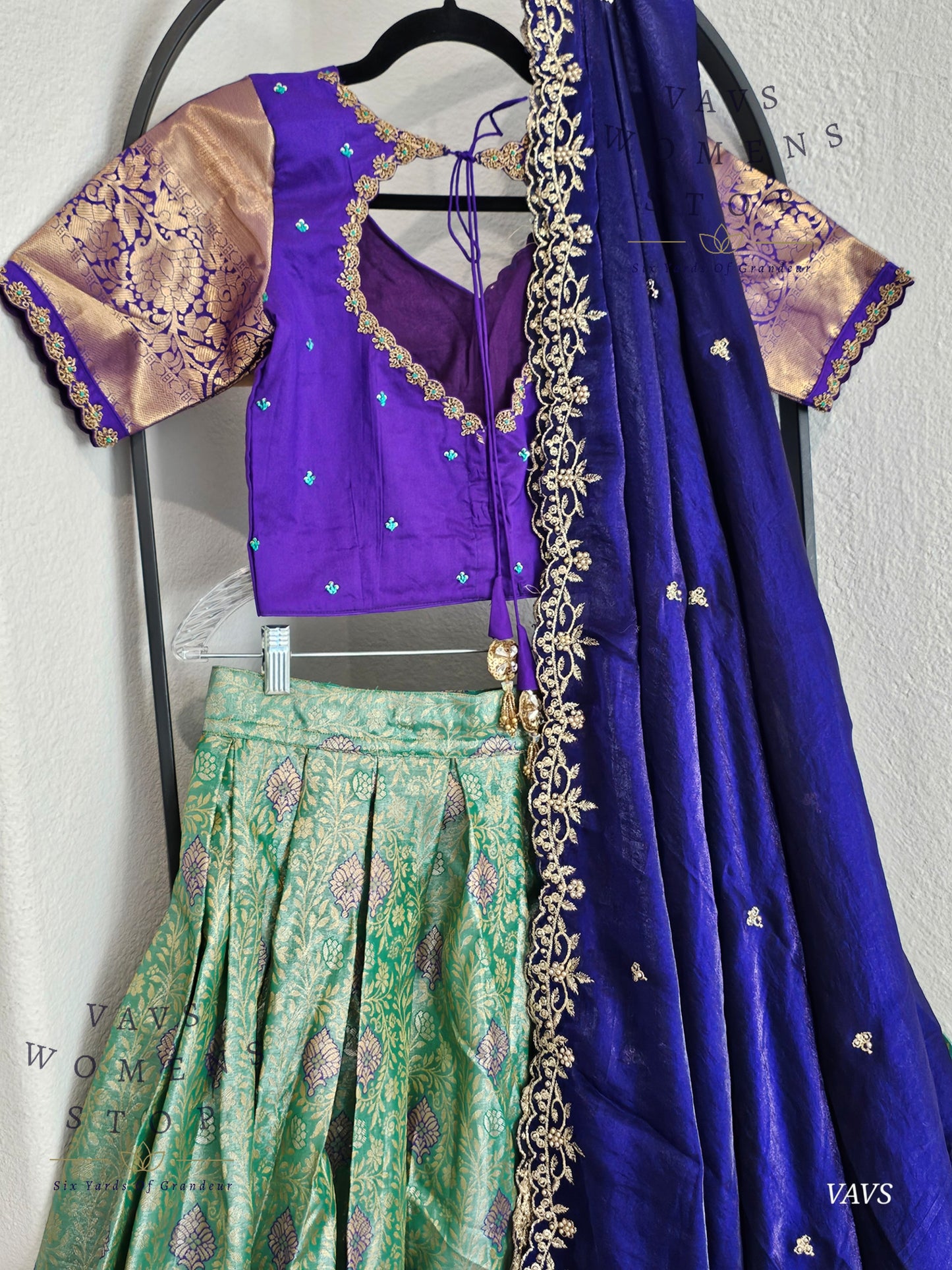 Semi Kanchi Half Saree Set – South Indian Bridal & Festive Wear | Women’s Lehenga |