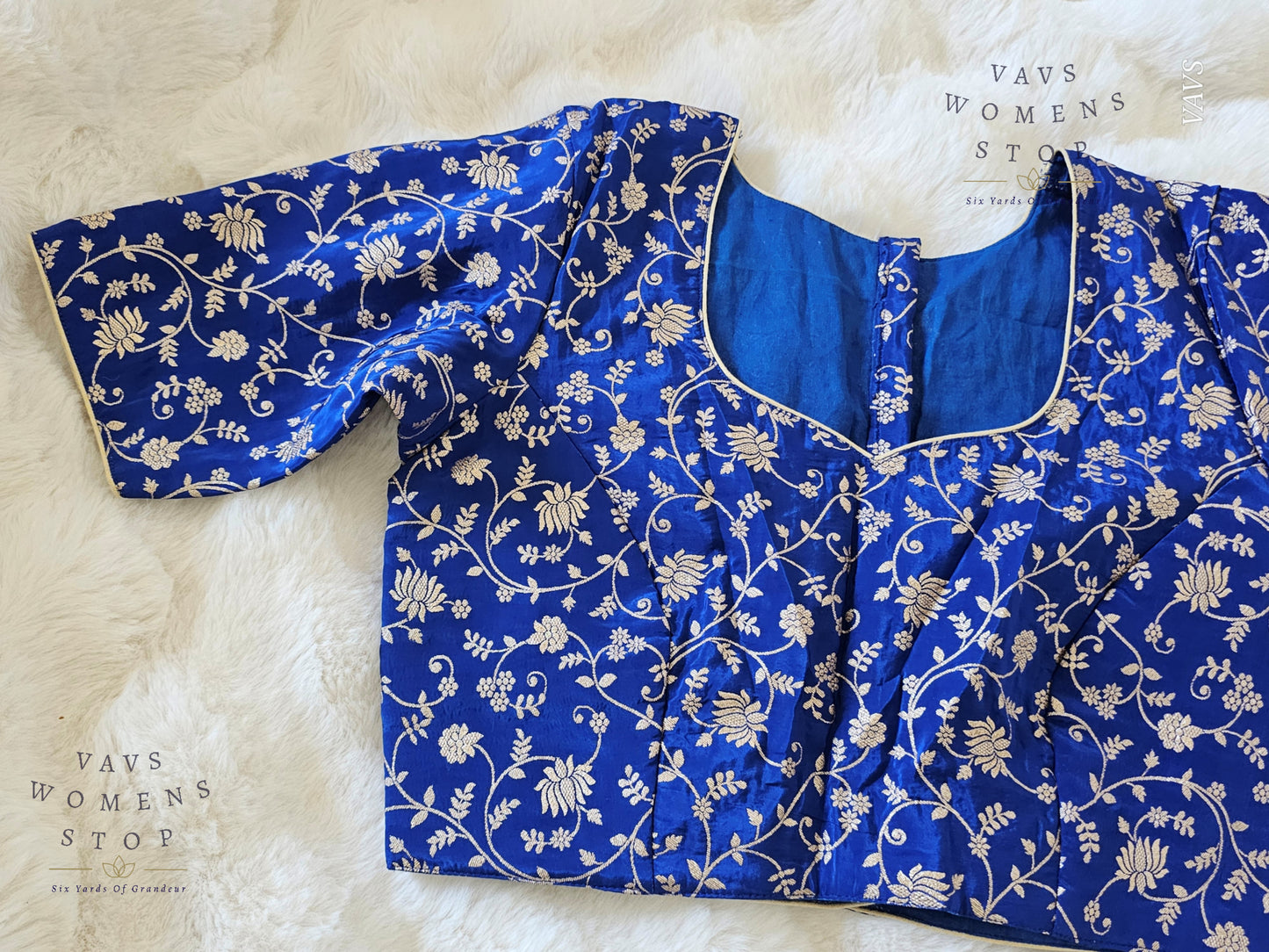 Royal Blue Shade Munga Benarasi Meenakari Blouse
