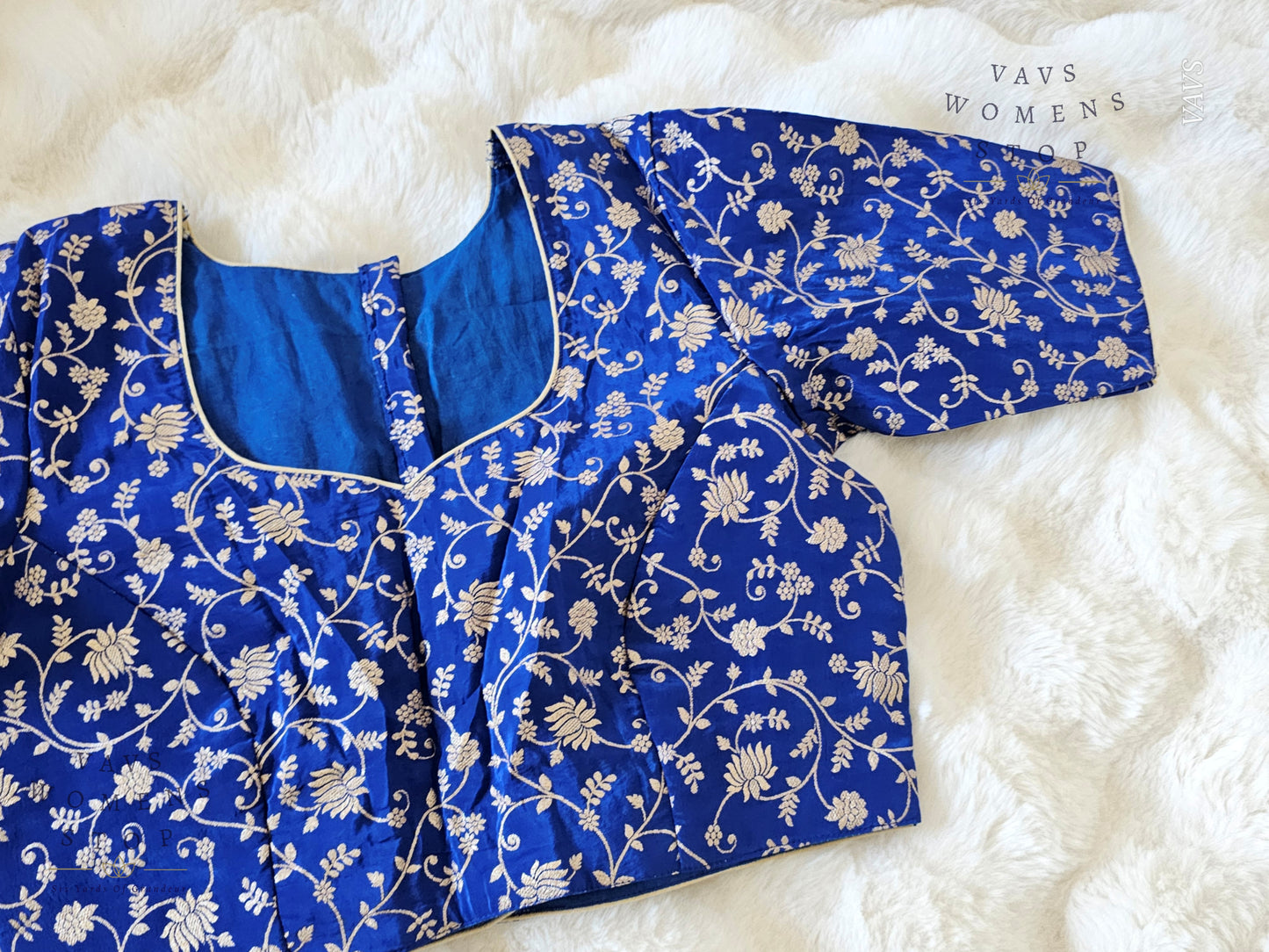 Royal Blue Shade Munga Benarasi Meenakari Blouse