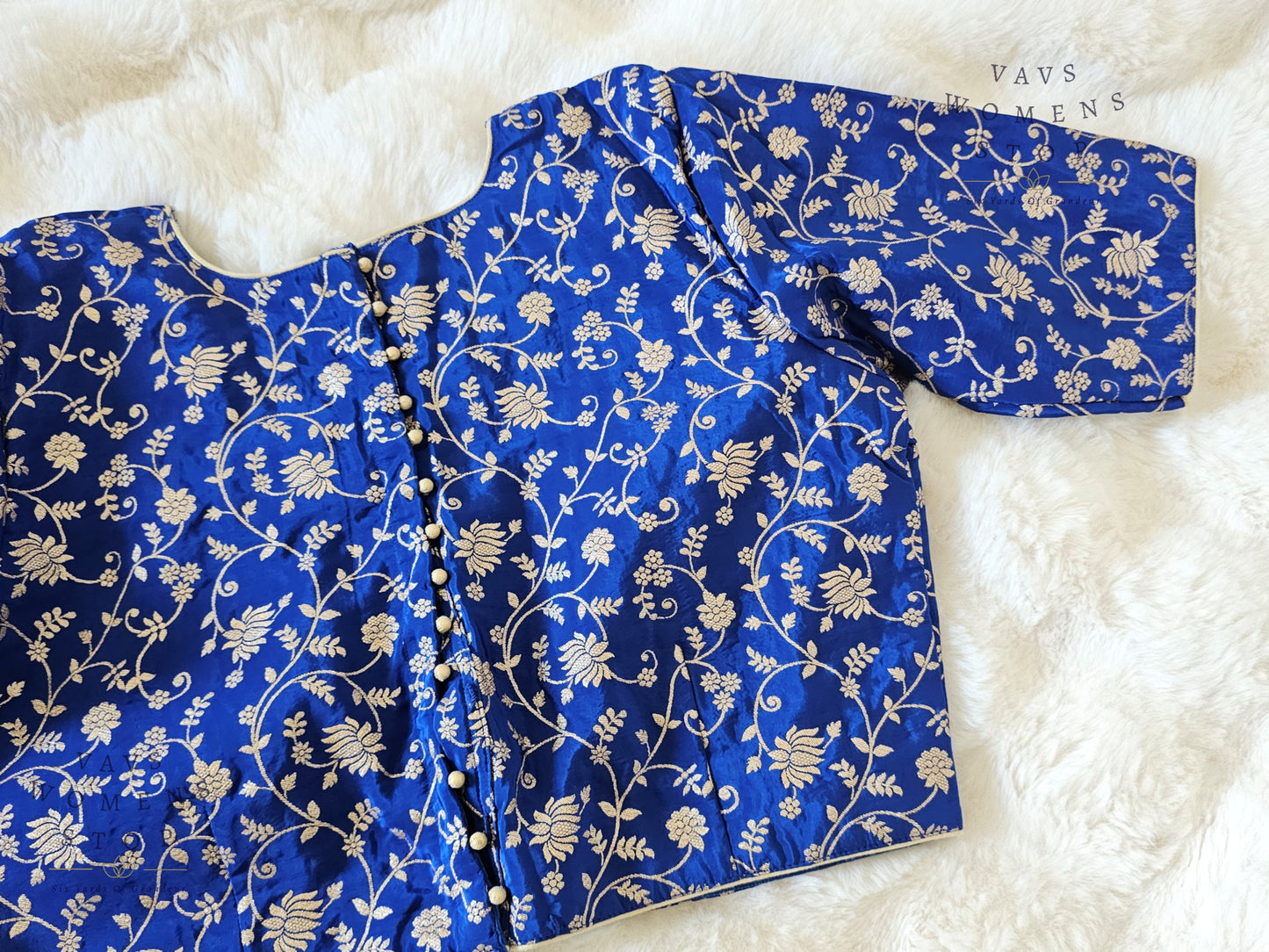 Royal Blue Shade Munga Benarasi Meenakari Blouse