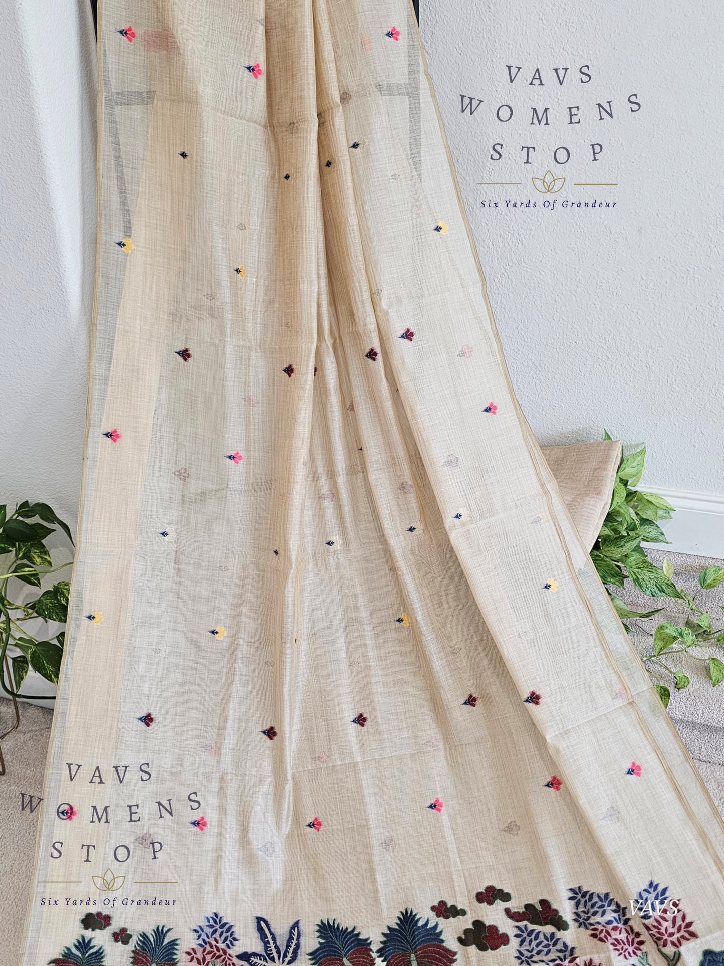 Beige Shade Muga Cotton Soft Saree with Jamdani Pallu