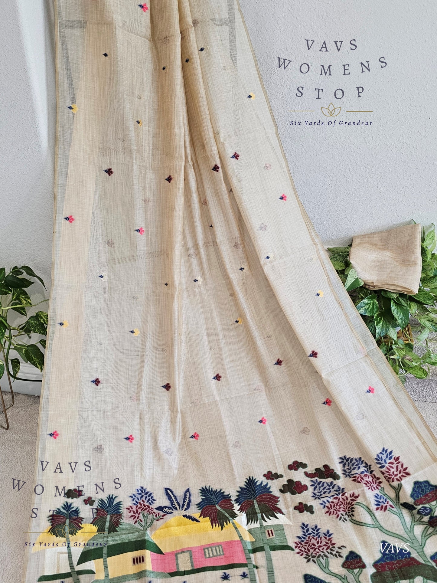 Beige Shade Muga Cotton Soft Saree with Jamdani Pallu
