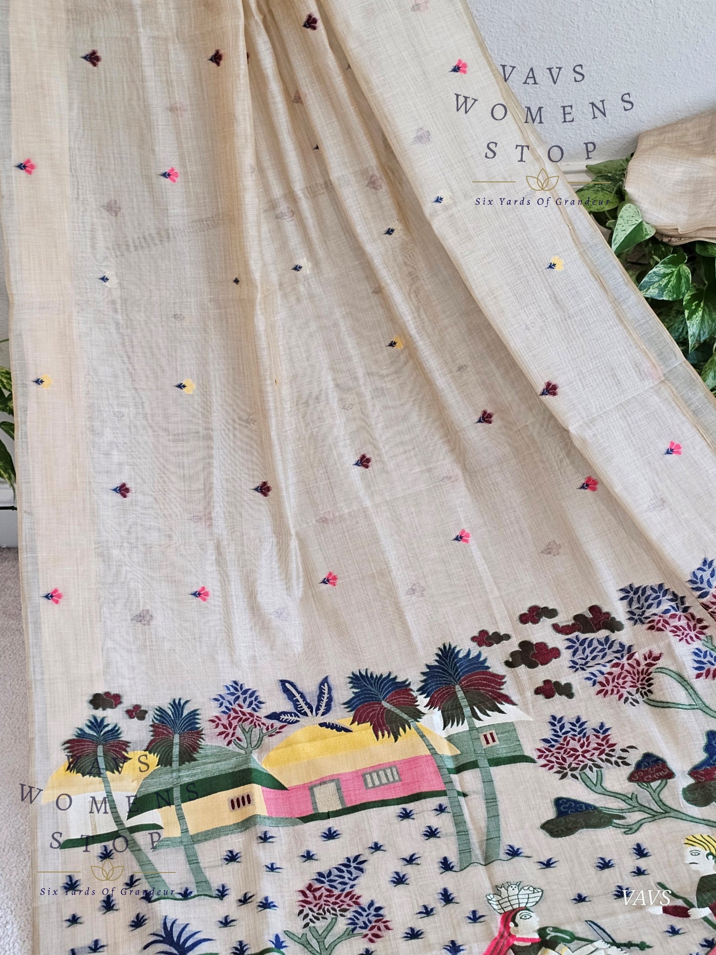 Beige Shade Muga Cotton Soft Saree with Jamdani Pallu