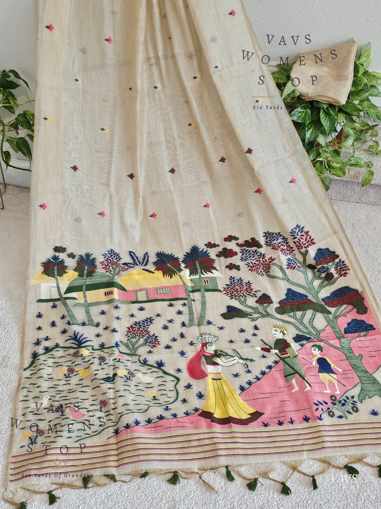 Beige Shade Muga Cotton Soft Saree with Jamdani Pallu