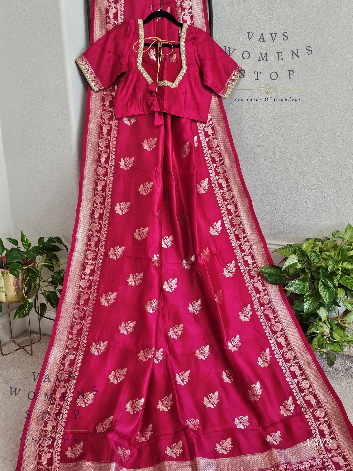 Pink Shade Pure Mango Benarasi Silk Saree with Blouse – Elegant Wedding & Festive Wear – Ready to Ship