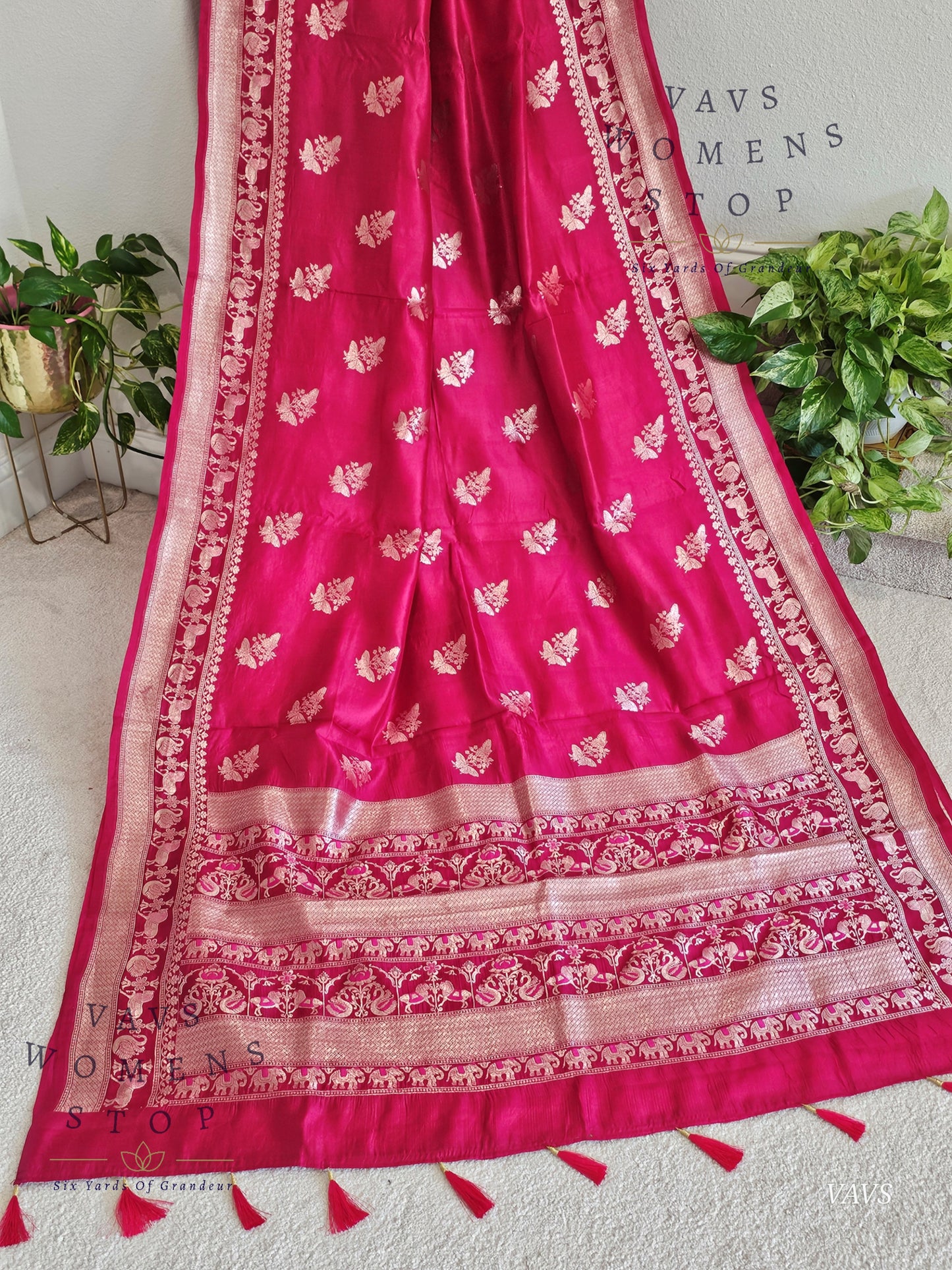 Pink Shade Pure Mango Benarasi Silk Saree with Blouse – Elegant Wedding & Festive Wear – Ready to Ship