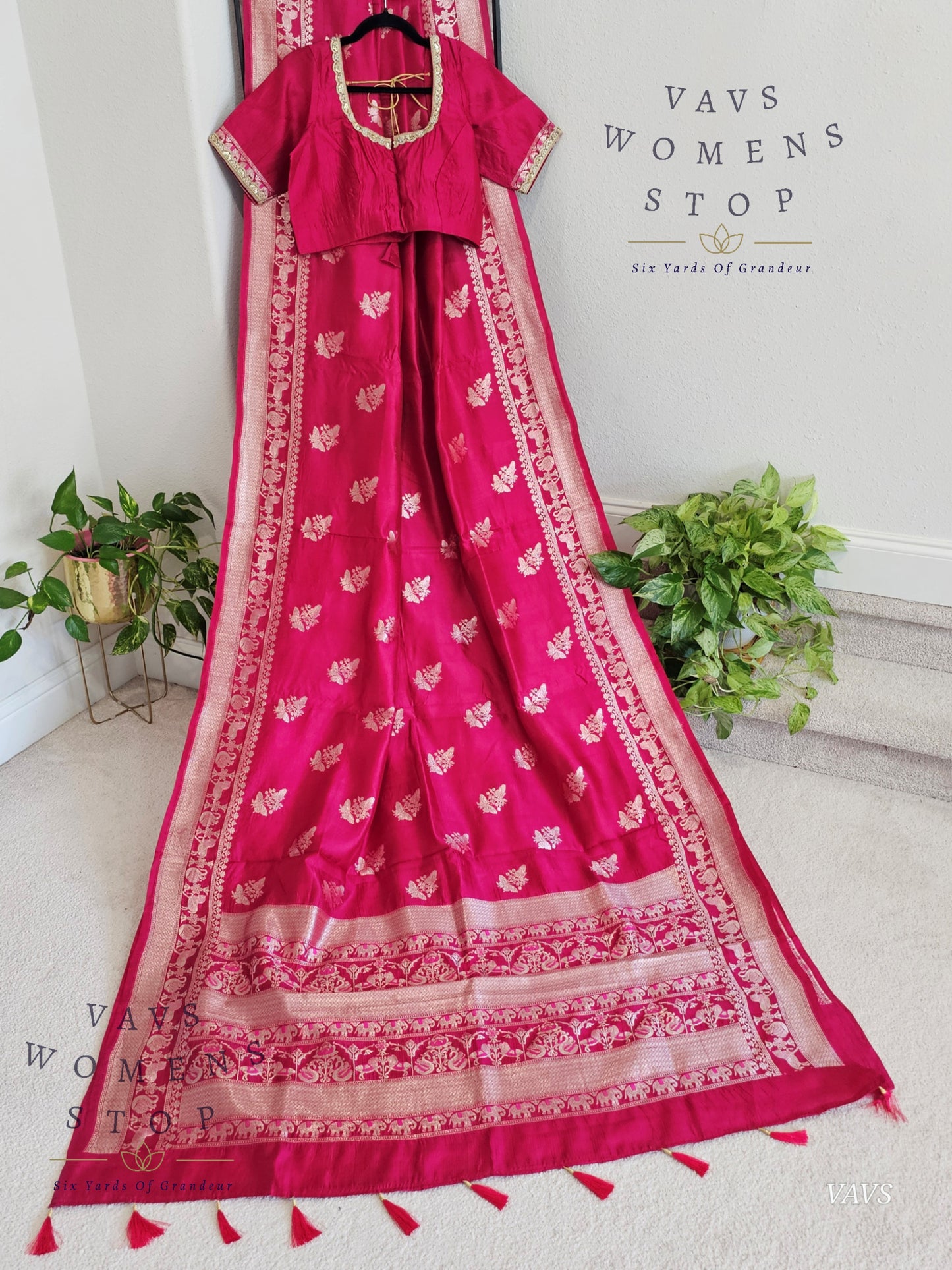 Pink Shade Pure Mango Benarasi Silk Saree with Blouse – Elegant Wedding & Festive Wear – Ready to Ship