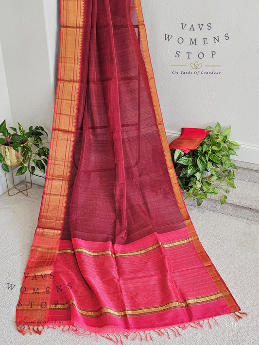 Kalanetha Shade Mangalagiri Pattu Handloom Silk Cotton Saree & Blouse Piece 