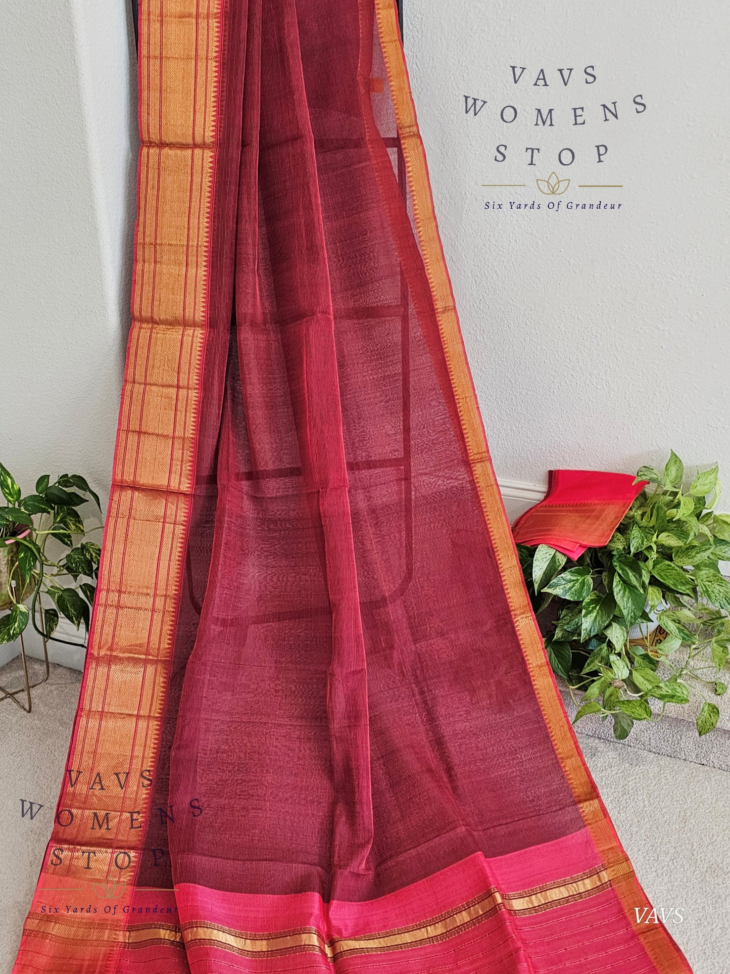 Kalanetha Shade Mangalagiri Pattu Handloom Silk Cotton Saree & Blouse Piece