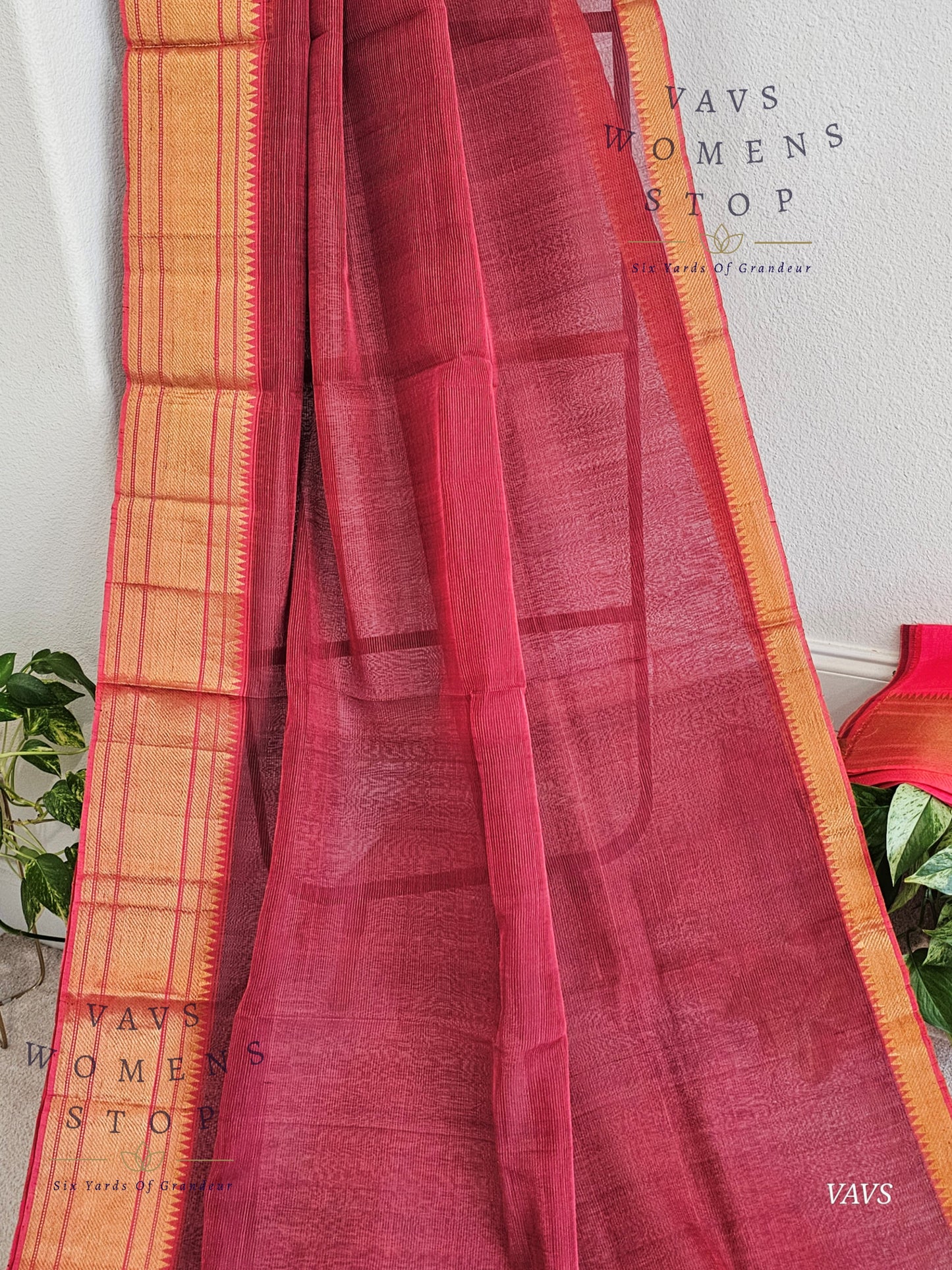 Kalanetha Shade Mangalagiri Pattu Handloom Silk Cotton Saree & Blouse Piece