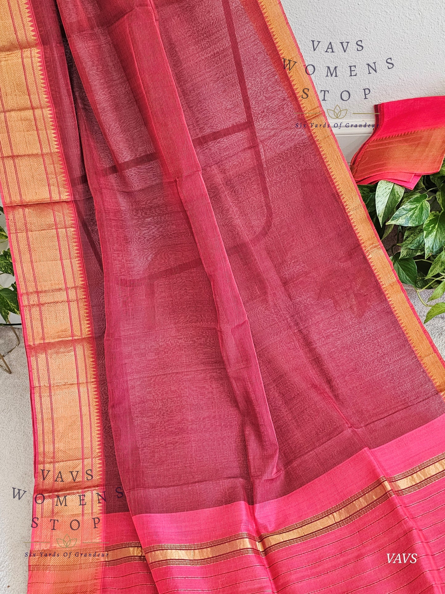 Kalanetha Shade Mangalagiri Pattu Handloom Silk Cotton Saree & Blouse Piece