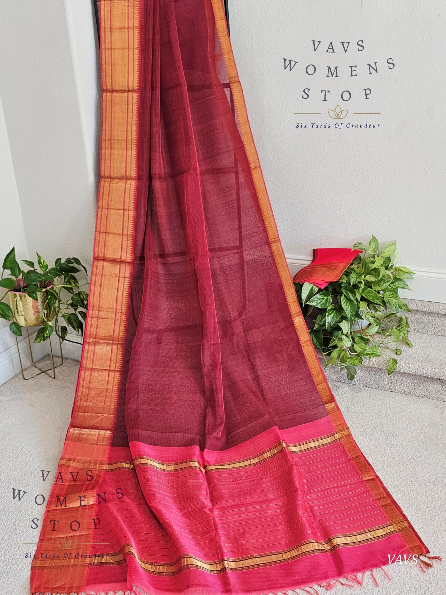 Kalanetha Shade Mangalagiri Pattu Handloom Silk Cotton Saree & Blouse Piece
