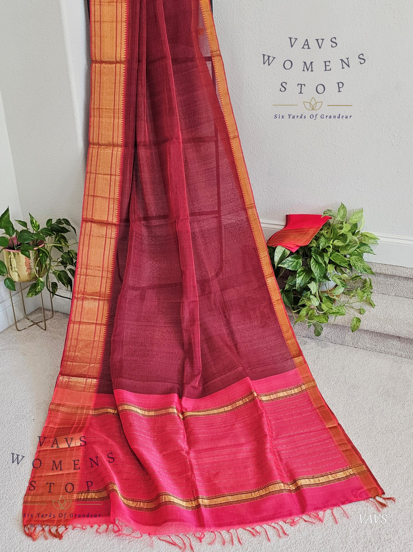 Kalanetha Shade Mangalagiri Pattu Handloom Silk Cotton Saree & Blouse Piece