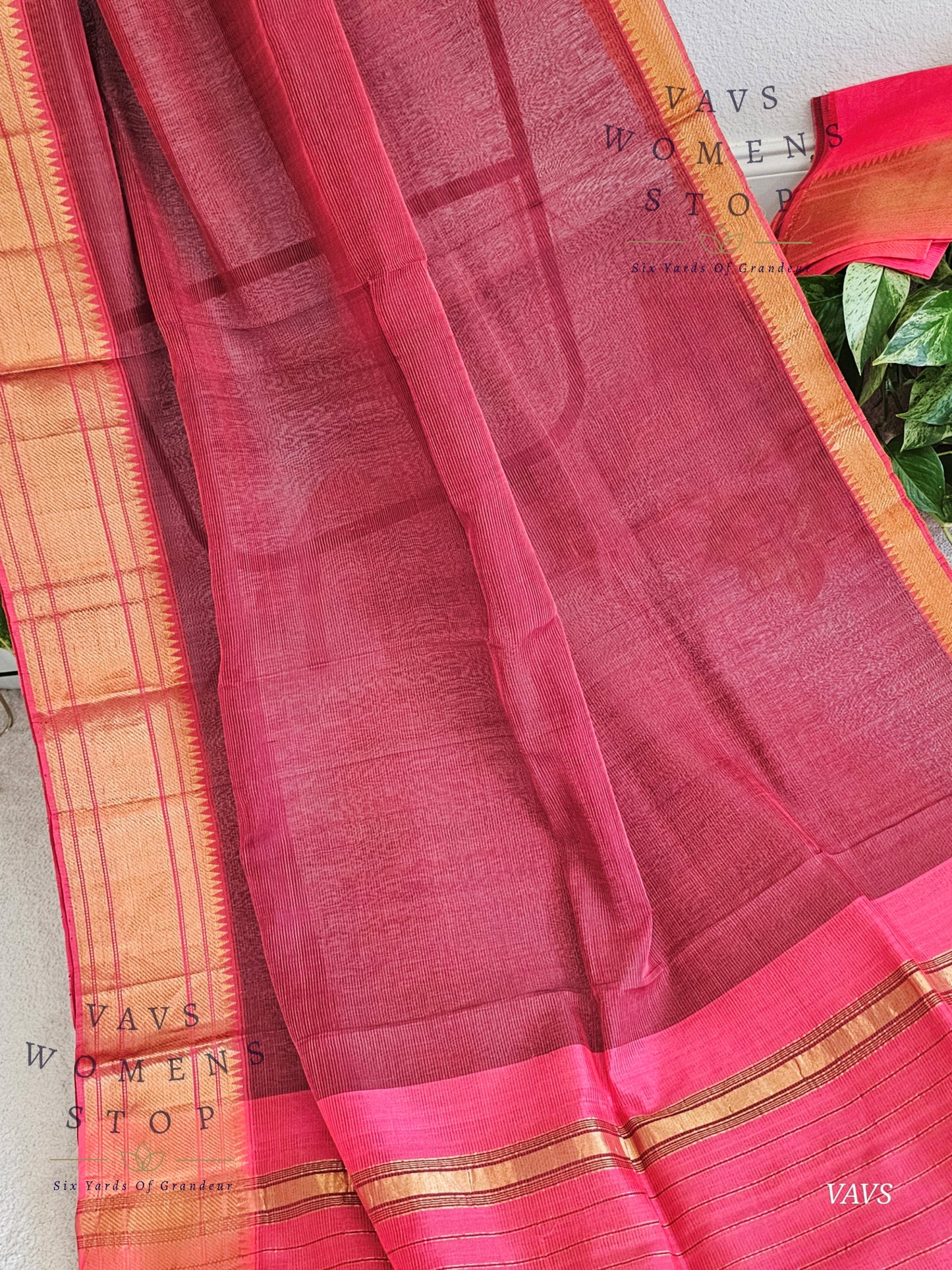 Kalanetha Shade Mangalagiri Pattu Handloom Silk Cotton Saree & Blouse Piece