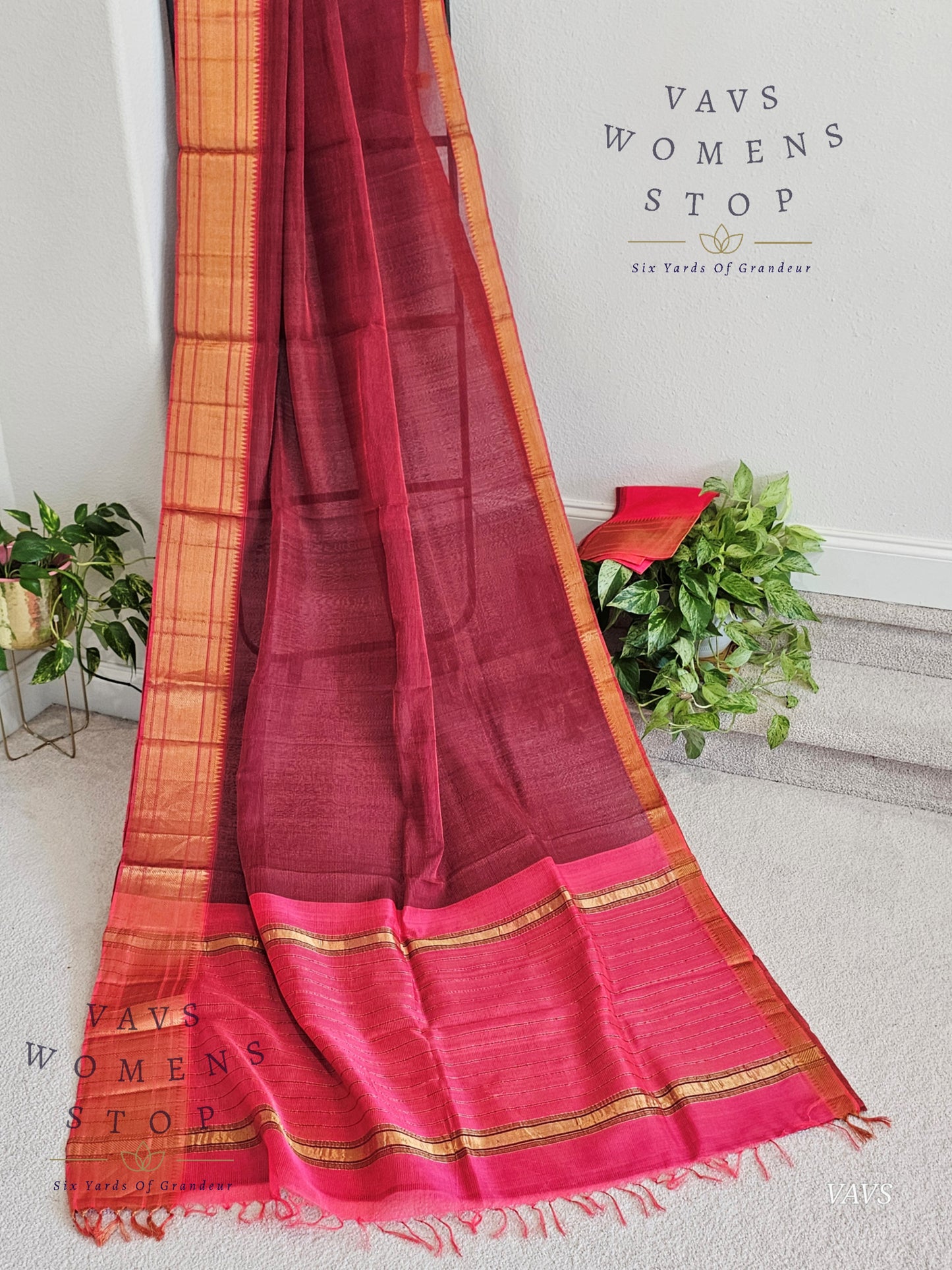 Kalanetha Shade Mangalagiri Pattu Handloom Silk Cotton Saree & Blouse Piece