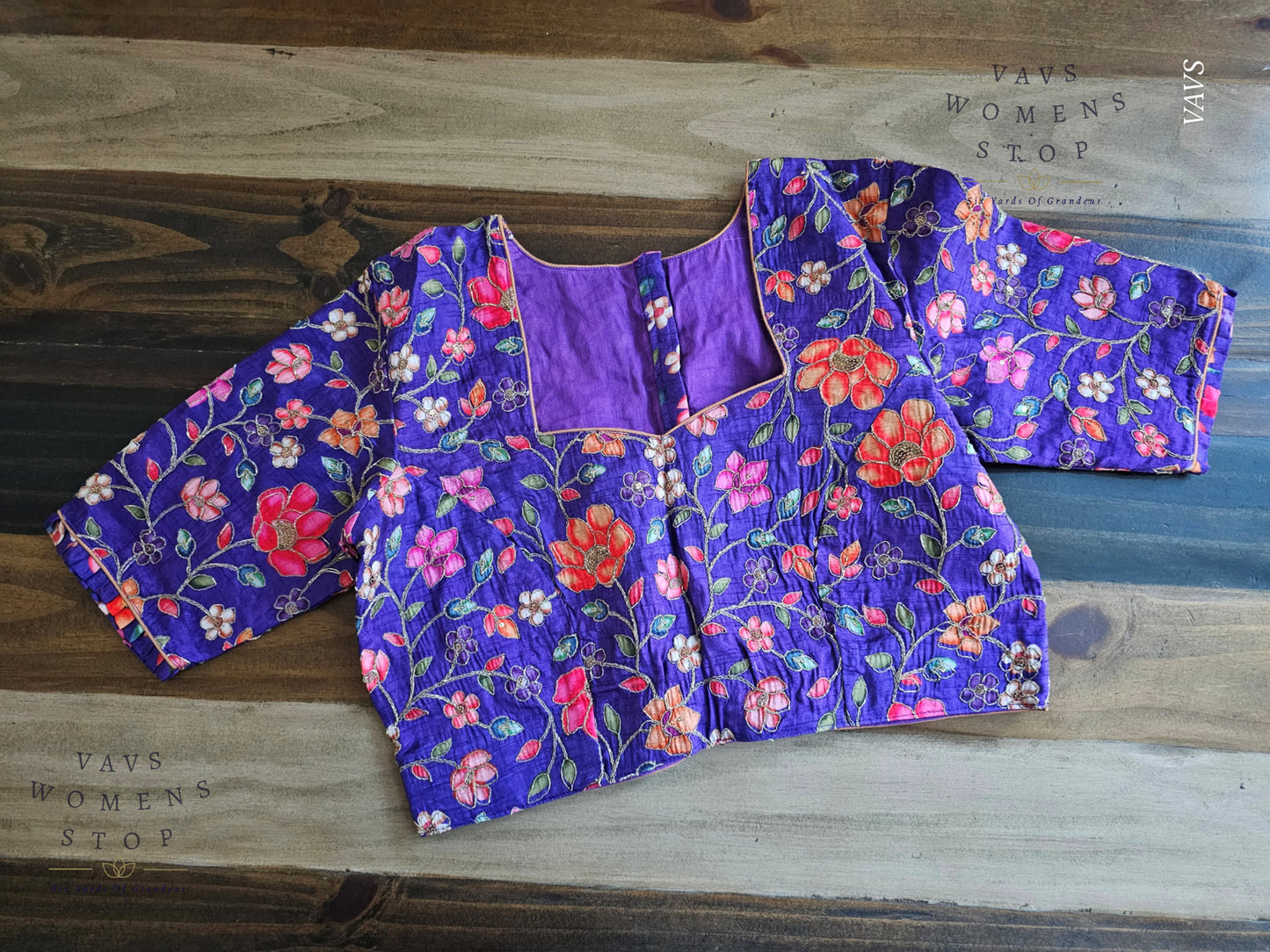 Purple Shade Floral Embroidered Blouse