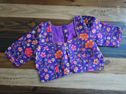 Purple Shade Floral Embroidered Blouse