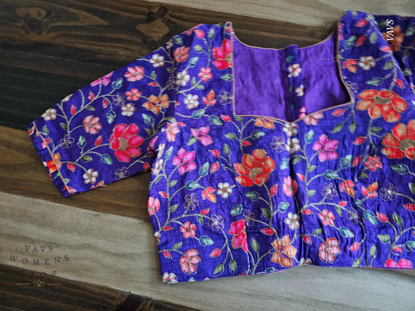 Purple Shade Floral Embroidered Blouse