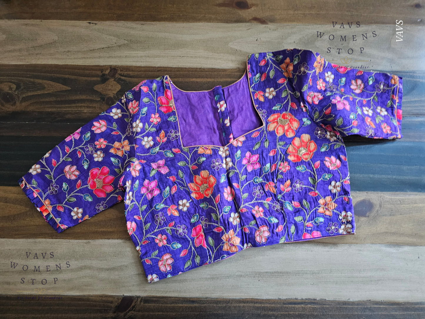 Purple Shade Floral Embroidered Blouse
