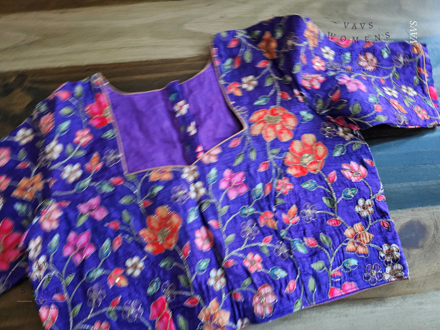 Purple Shade Floral Embroidered Blouse