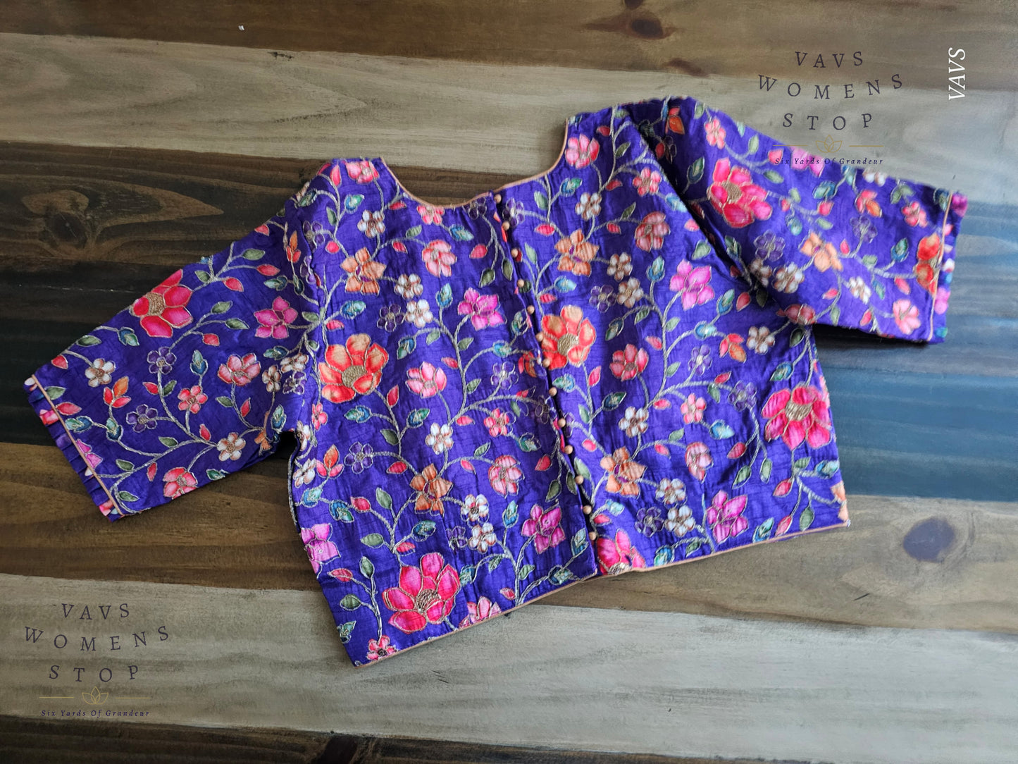 Purple Shade Floral Embroidered Blouse