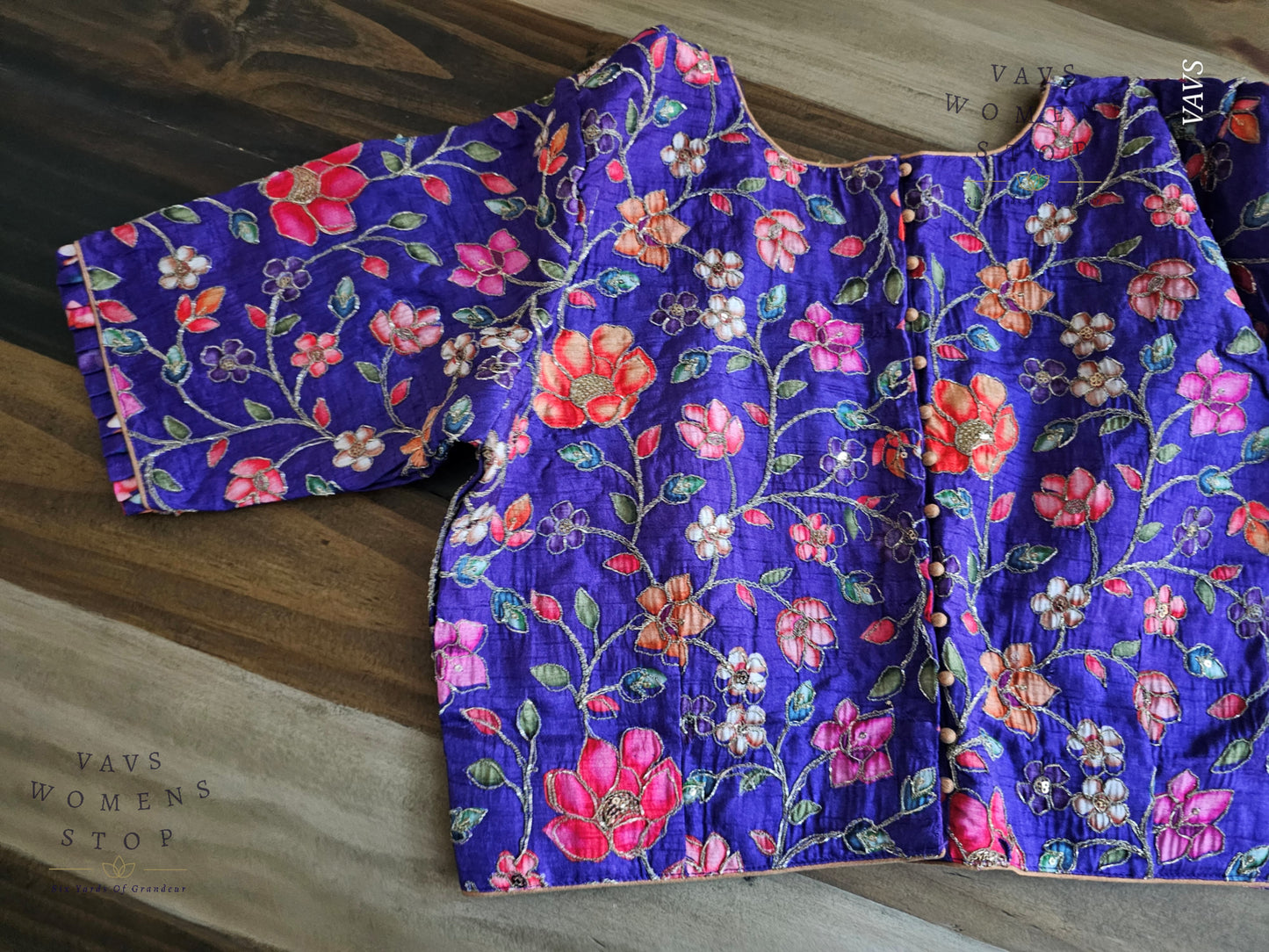 Purple Shade Floral Embroidered Blouse