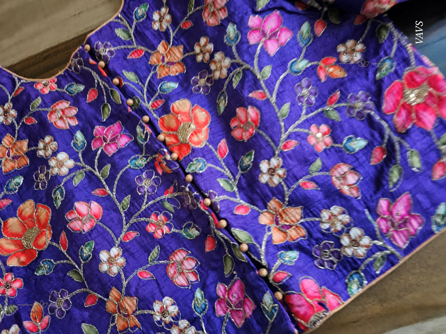 Purple Shade Floral Embroidered Blouse