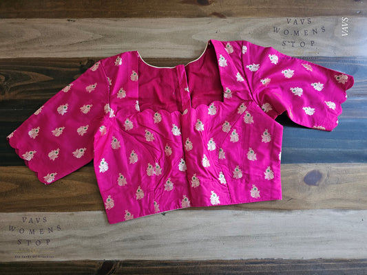 Pink Banarasi Floral Butta Blouse