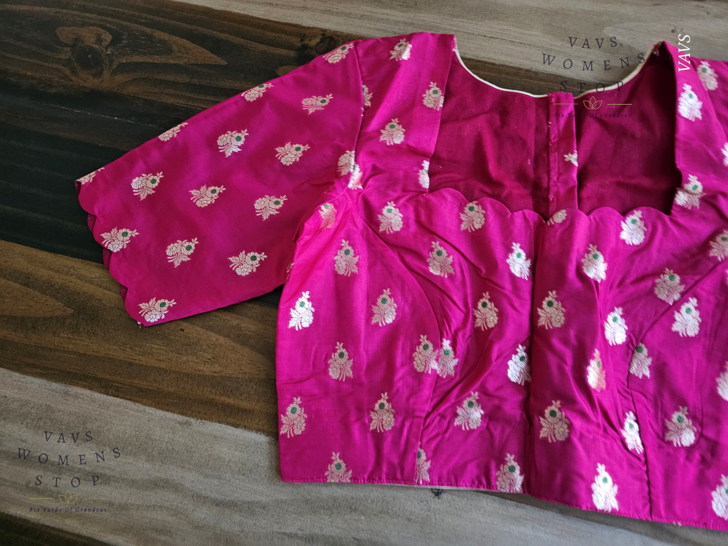 Pink Banarasi Floral Butta Blouse