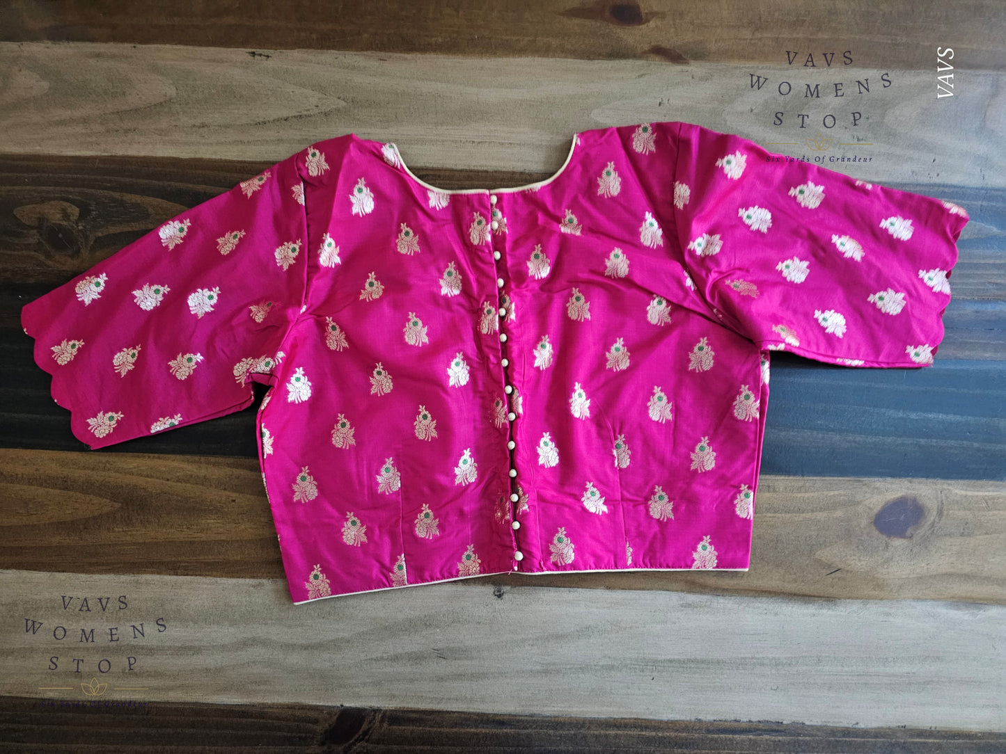 Pink Banarasi Floral Butta Blouse