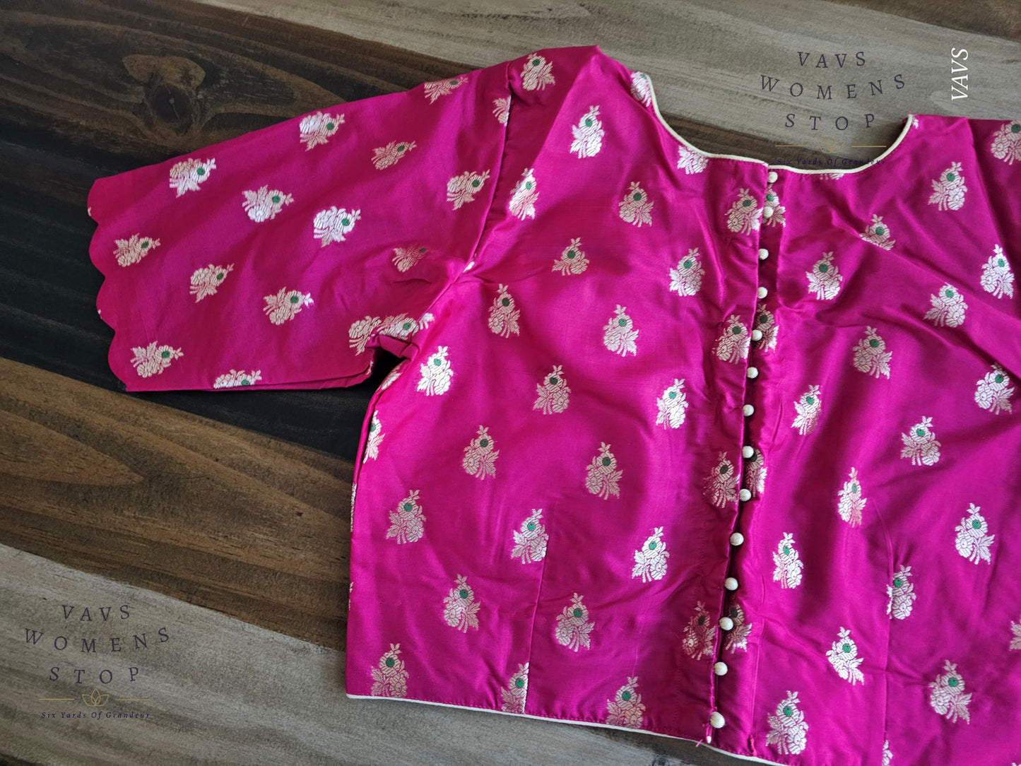 Pink Banarasi Floral Butta Blouse
