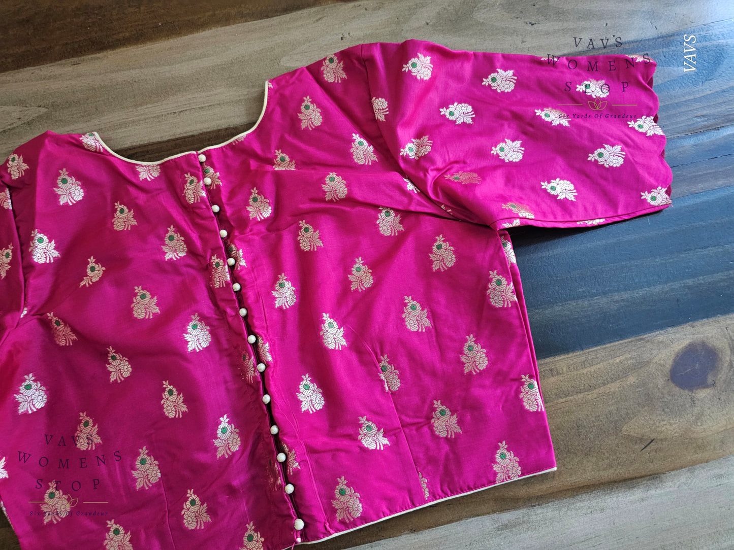 Pink Banarasi Floral Butta Blouse