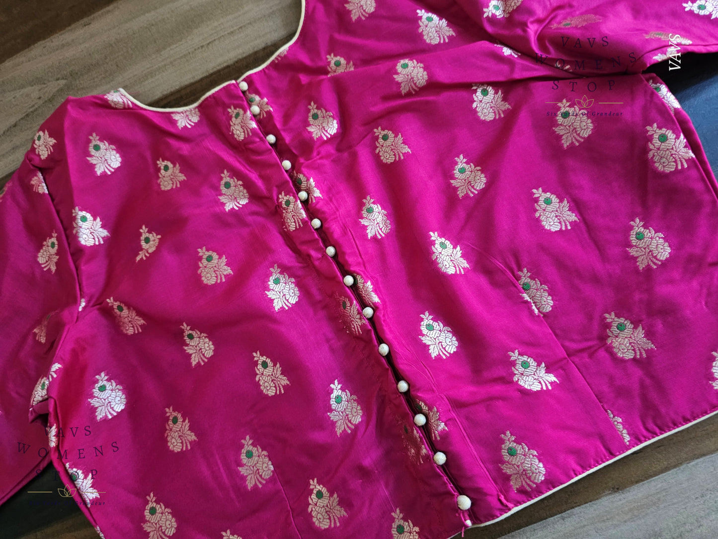 Pink Banarasi Floral Butta Blouse