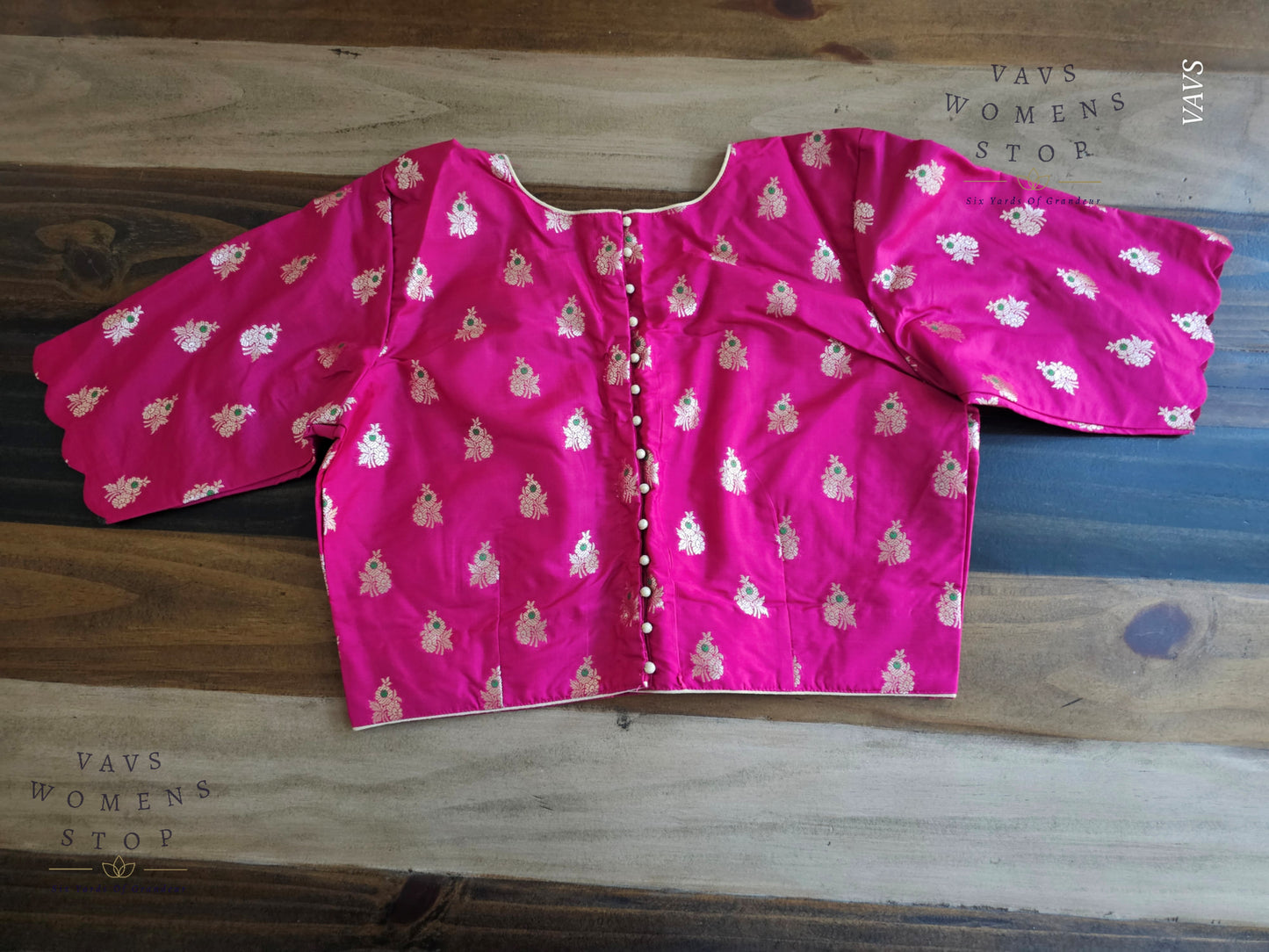 Pink Banarasi Floral Butta Blouse