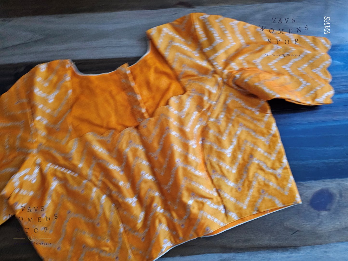 Yellow-Orange Designer Banarasi Blouse