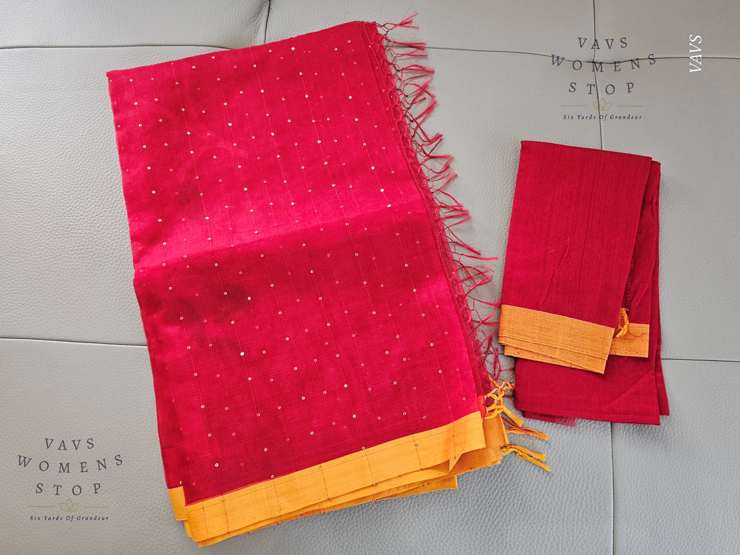 Red Shade Pure Muslin Silk Saree with Sequins Work & Paithani Pallu