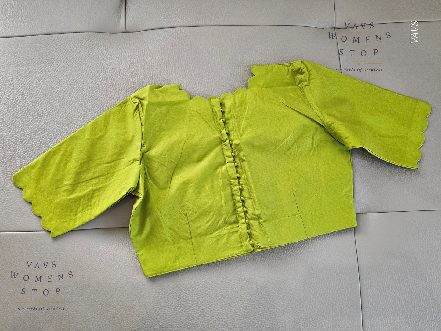 Parrot Green Shade Designer Plain Jasmine Silk Blouse