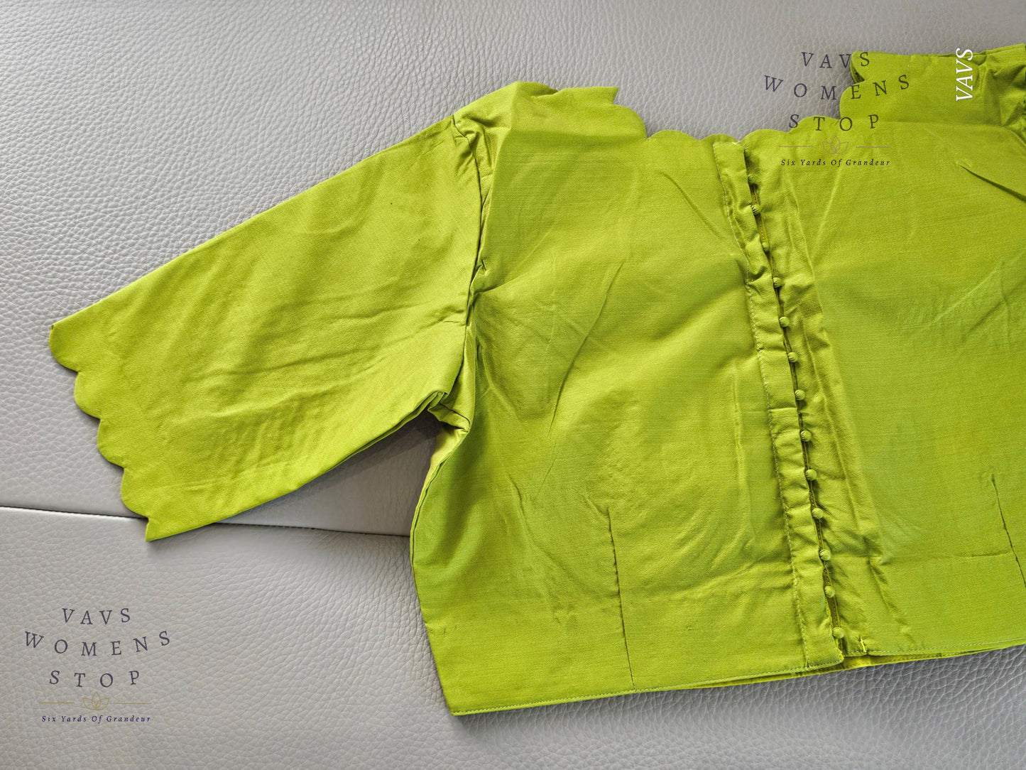 Parrot Green Shade Designer Plain Jasmine Silk Blouse