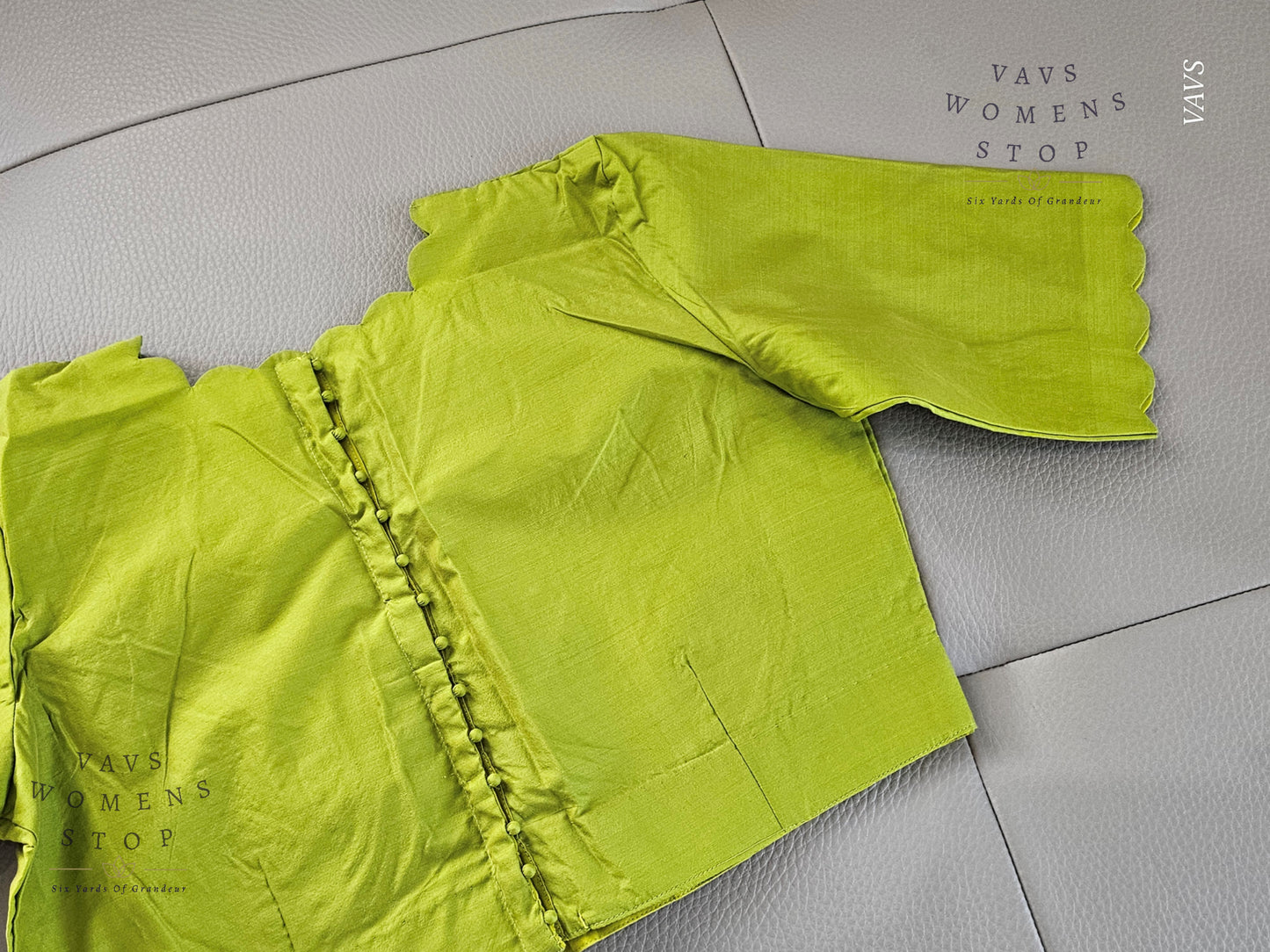 Parrot Green Shade Designer Plain Jasmine Silk Blouse