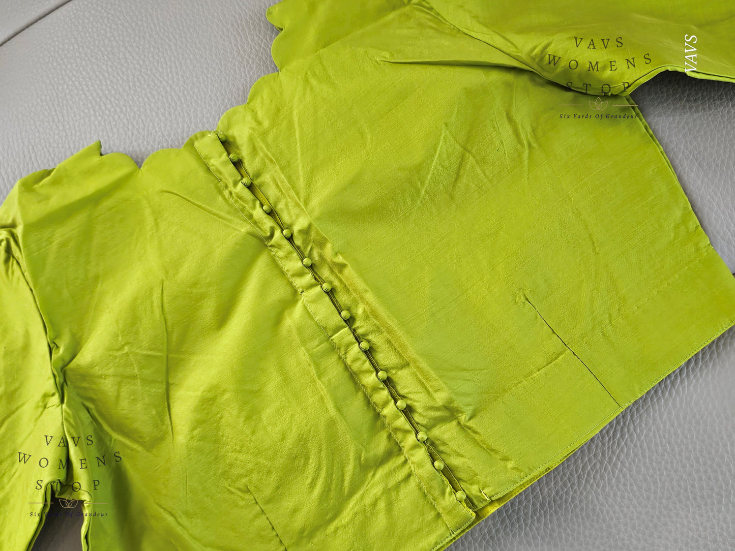 Parrot Green Shade Designer Plain Jasmine Silk Blouse